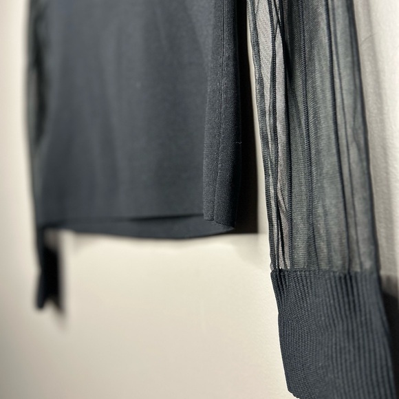Milly Black Sheer mock neck long Sleeve Top size s - Picture 9 of 15